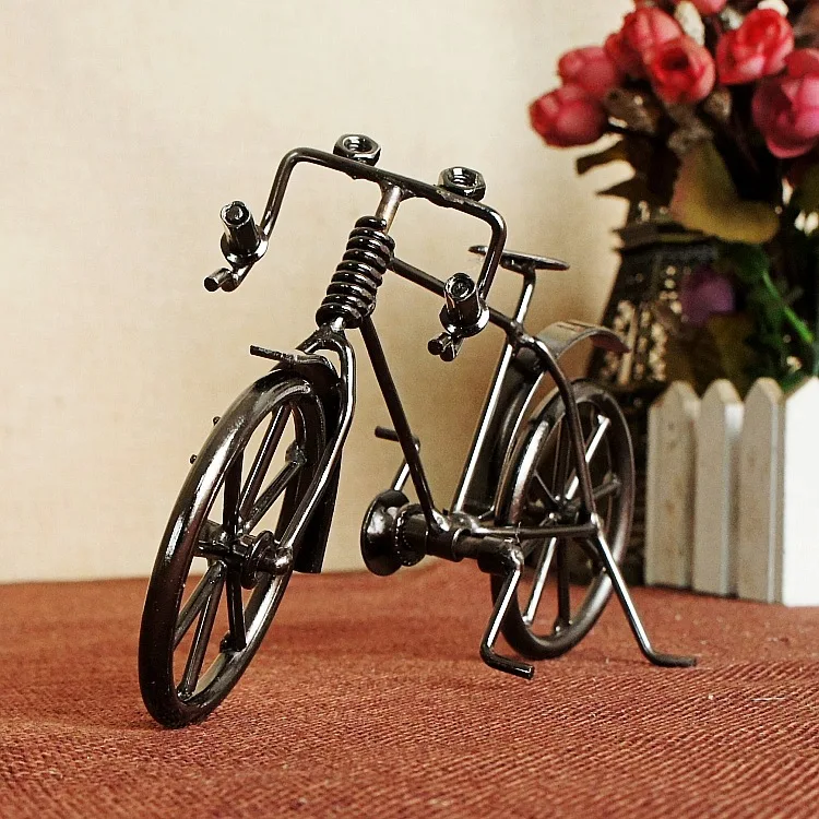 Vintage Iron Metal Craft Handmade Mini Bicycle Model Diecast Bike Toy for Home Decoration