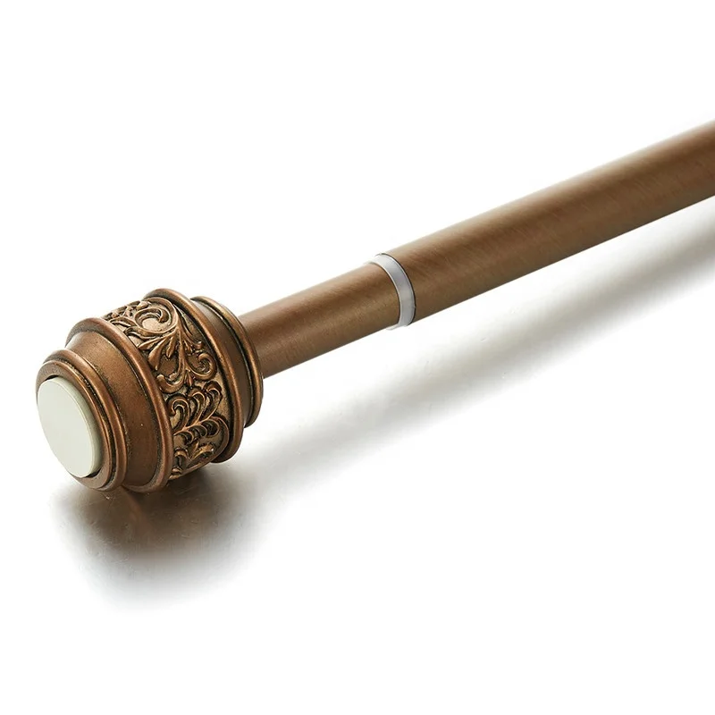 
High quality ancient brush grain I shaped flexible shower curtain rod self supporting 