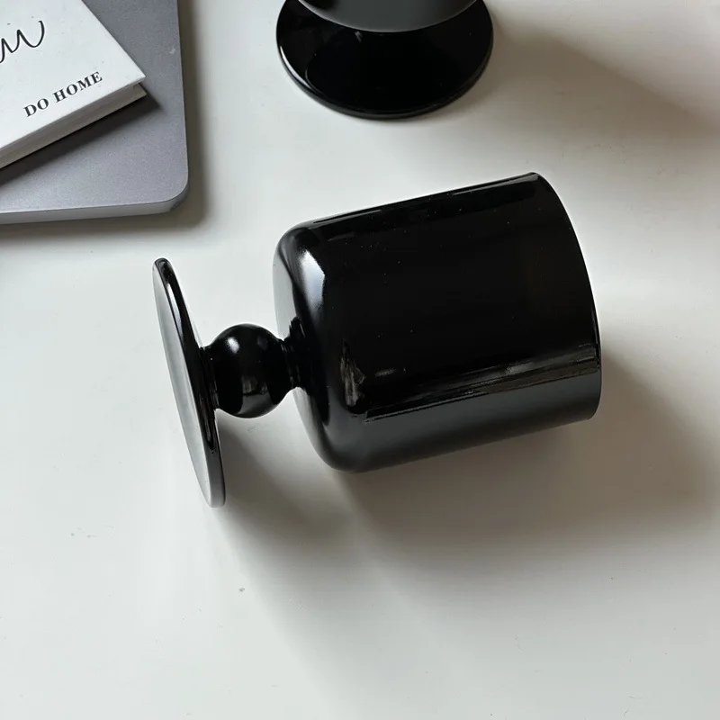 Solhui Drinking Water Glasses Modern Short Stem black Vintage Glass Wine Goblets