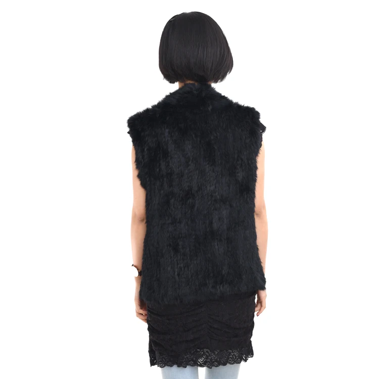 Real women rabbit fur vest top quality from china factory knit rabbit fur vest