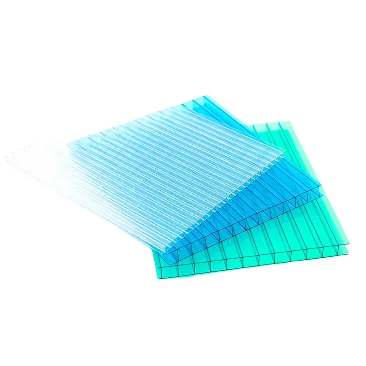 Polycarbonate Hollow Sheet Twin Wall Building Material Clear 10mm Thickness Sun Sheet