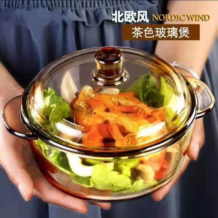 Hot sell 1000ml European style Kitchen Double Ear Handle Glass Soup Bowl Instant Noodle Bowl