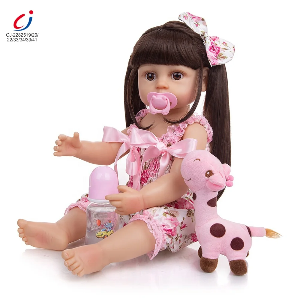 Chengji 55 CM Simulation Baby Bottle Lifelike Cute Soft Silicone Realistic Reborn Doll Toy for Kids