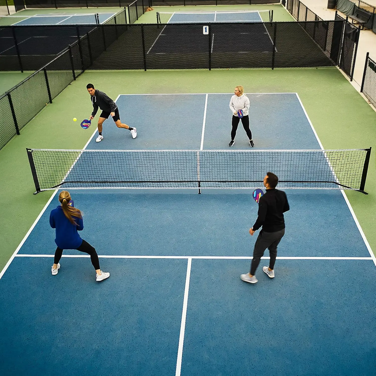 Wellshow Pickleball Nets Portable with Court Marking Kit 22 FT USAPA Regulation Size for Pickleball Game Outdoor