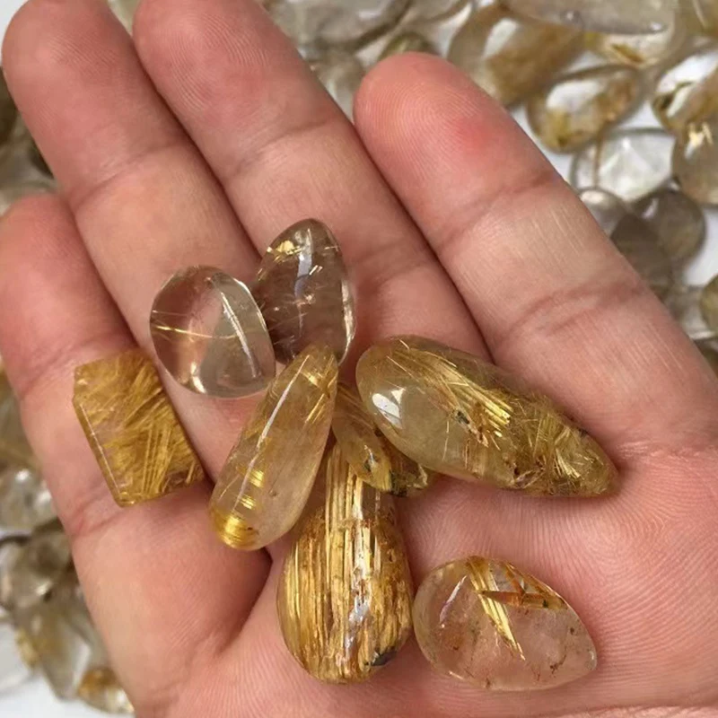 Wholesale Natural Crystals Healing Stone Drop Shape Golden Hair Crystal Rutilated Quartz Pendant