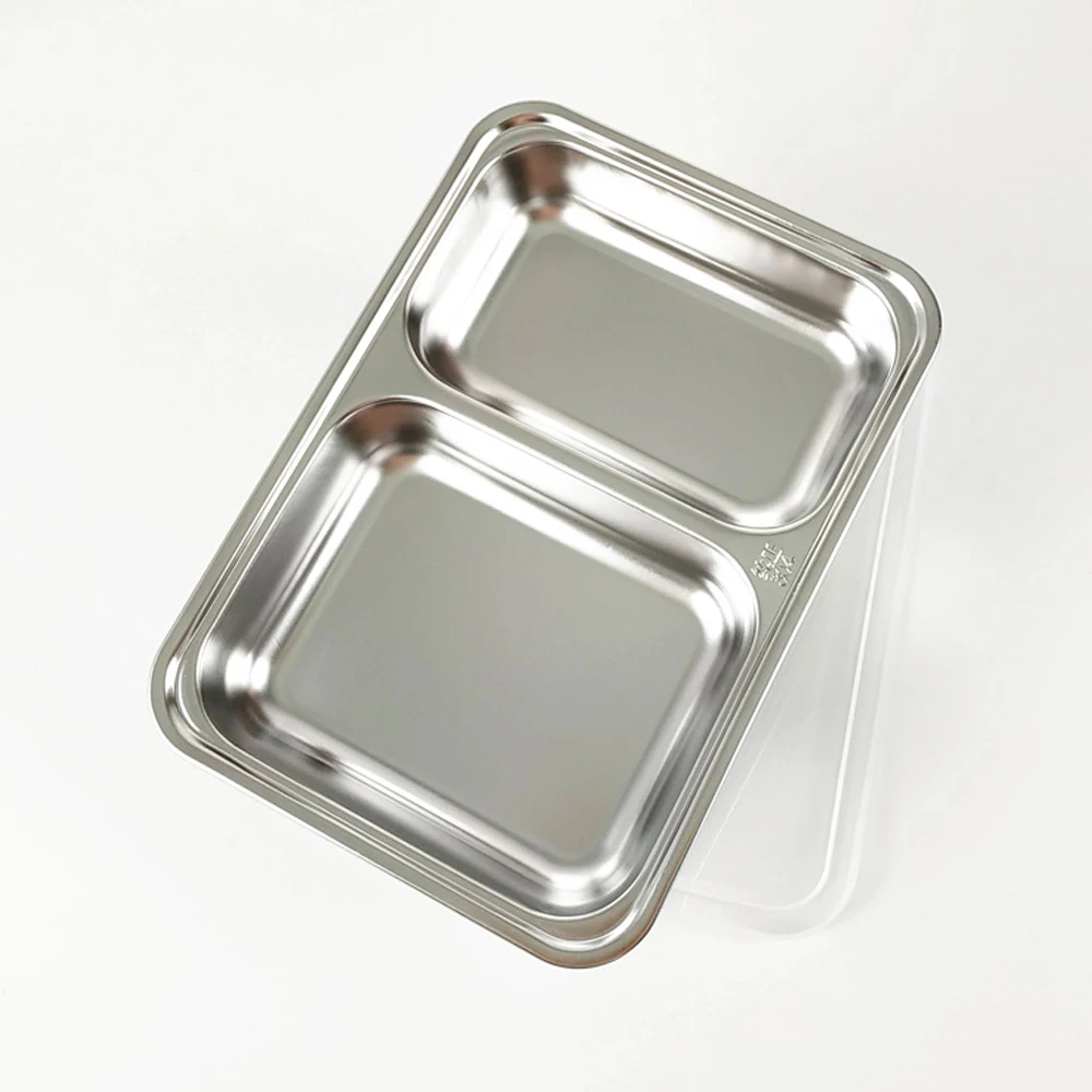 304 stainless steel split plate lunch container fast food plate school canteen section 2 no mixed flavor