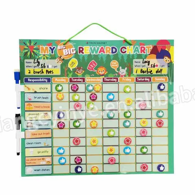Custom Kids Responsability Behavior Magnetic Reward Chart