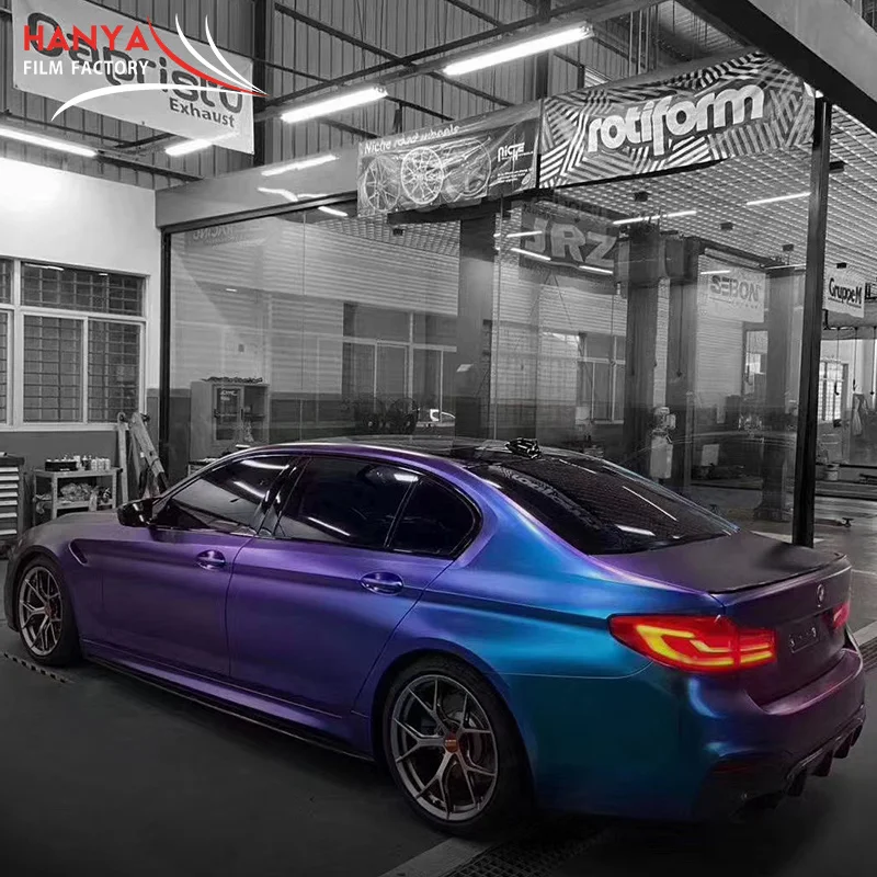 New Product 1.52*18m Matte Car Body Wrapping Chameleon Pearl Vinyl  Purple to Blue