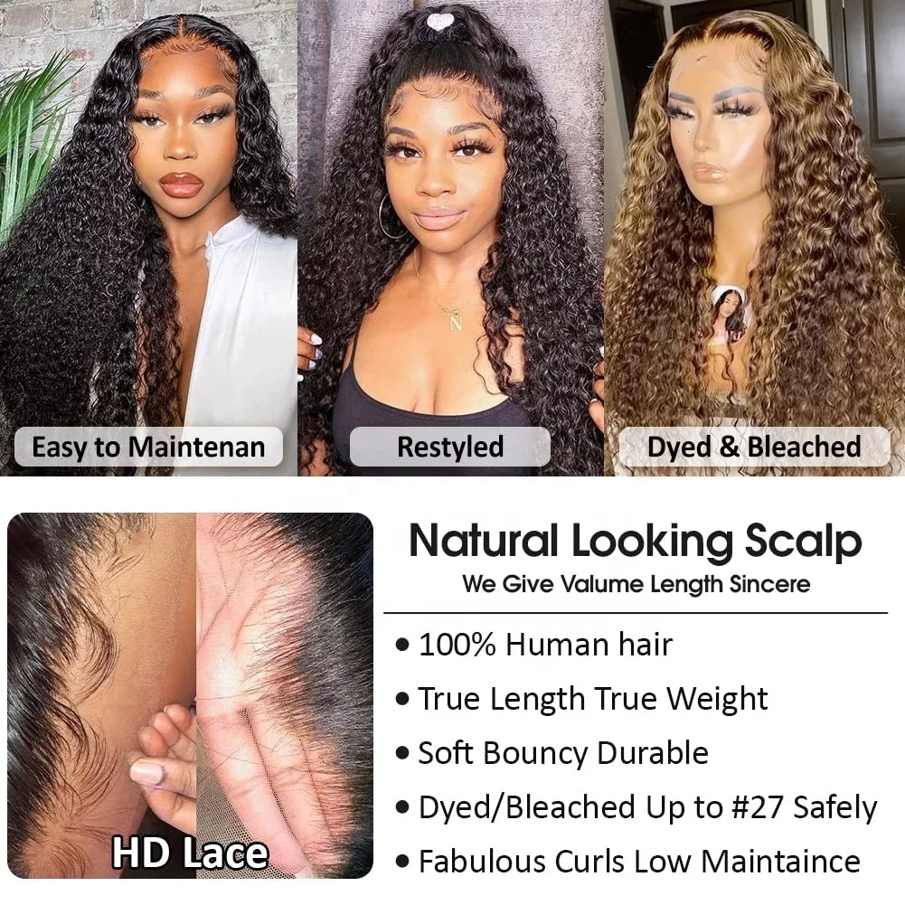 Lace Frontal Wig Vendors Wholesale Kinky Curly Transparent Lace Front Wigs For Black Women 100% Virgin Brazilian Human Hair Wigs