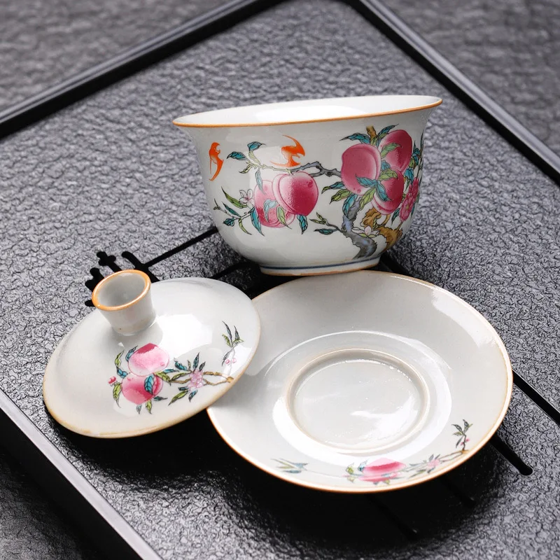 Хит продаж китайский чайный набор керамическая чайная чашка gaiwan с полностью зависающей крышкой фарфоровая kongfu Gai Wan 150 мл