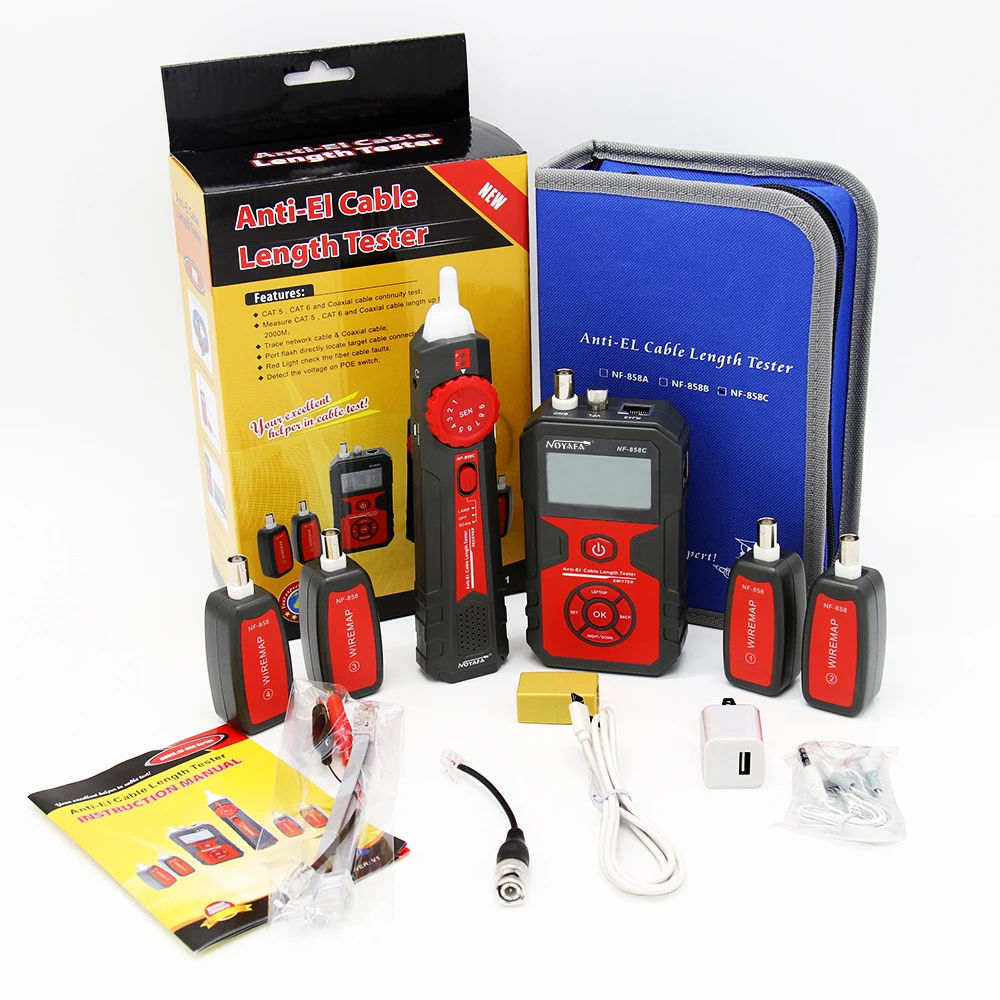4 Remotes BNC LAN Network Cable Meter Cat5 Cat6 Fiber Optic Cable Continuity Tester NF-858C Wire Tracker Port Flash