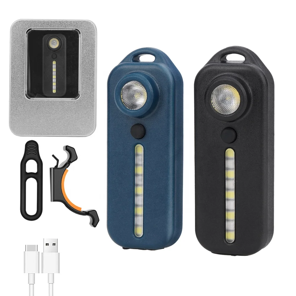 Mini LED Keychain Flashlight Portable USB Rechargeable Small Pocket Lights Safety Warning Light  For Outdoor Searching Hiking
