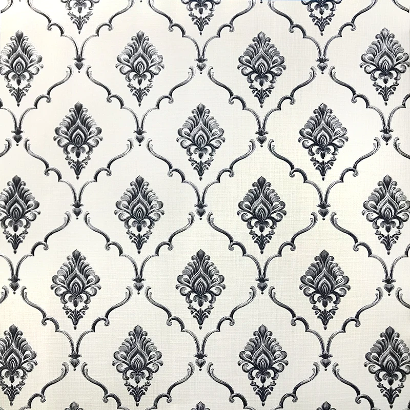 Hotel Wall Paper Self-Adhesive Plain White Color Wall Coverings Embossed golden luxury wallpaper