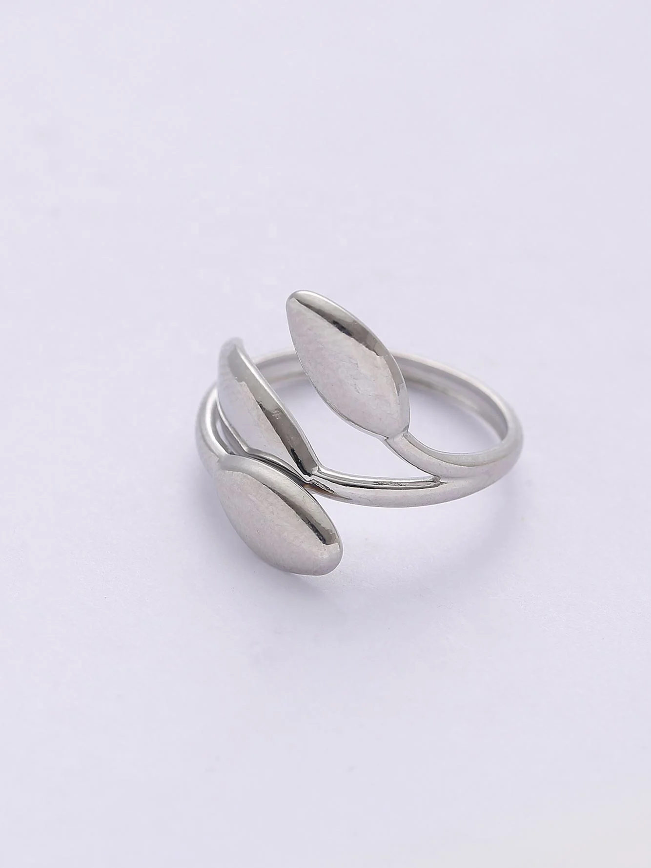 Trendy simple design jewelry platinum color stainless steel 3in 1 resizable smart ring for young lady