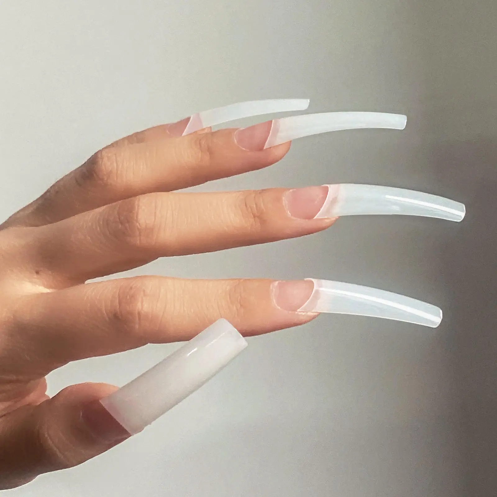 XXL Shell NO C Acrylic Nails Super Long Flat Head French False Nails Denim Nail Patch Cutting Grinding Factory Direct Sales