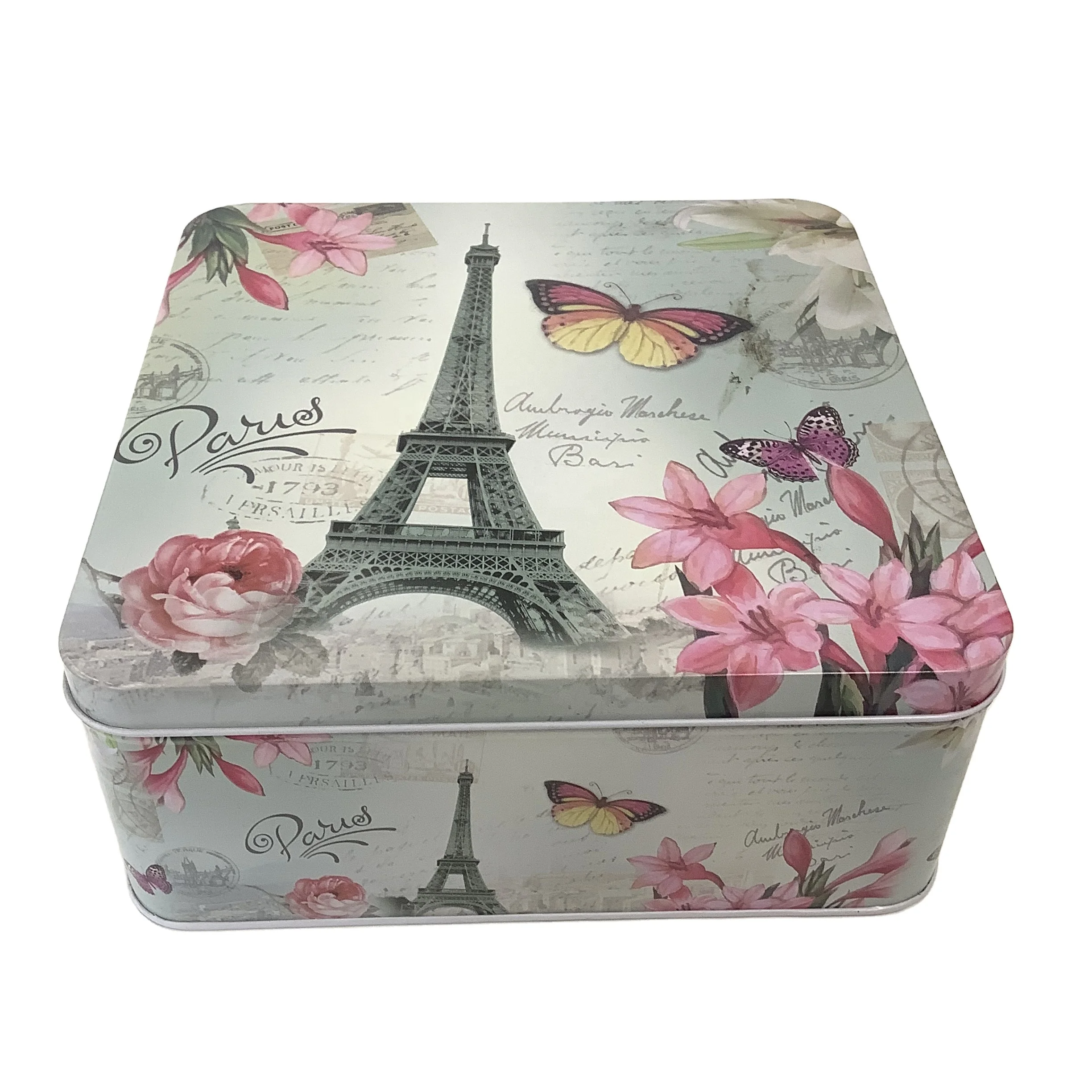 fancy square luxury chocolate cake packaging gift metal tin box
