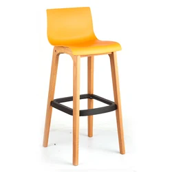 Wooden leg black plastic counter height stool kitchen wood high chair for bar table