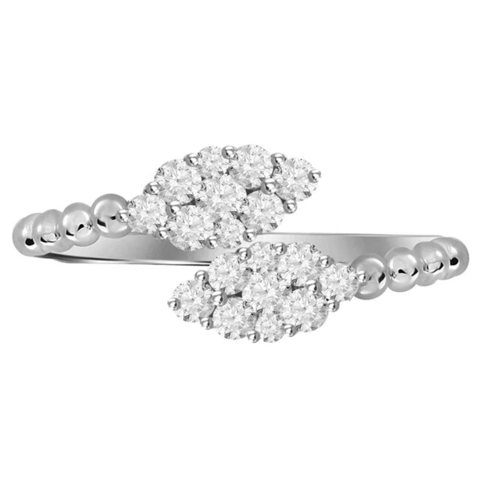 
2019 New Fashion 18k Gold Plated Solid 925 Sterling Silver Jewelry CZ Diamond Micro Pave High Polish Infinity Double C Ring 