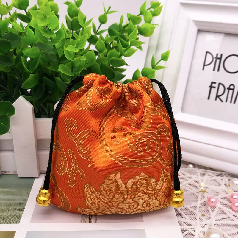 Chinese style silk brocade embroidered jewelry bag coin Purses gift bag zipper pocket