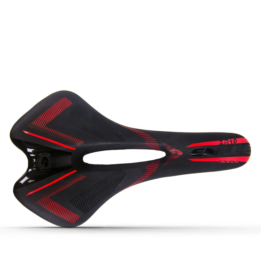 
enlee Road Bike Saddle Rainproof PU Surface Soft Memory Foam Shockproof Bike Seat Round Streamlined Reflective MTB Saddle 
