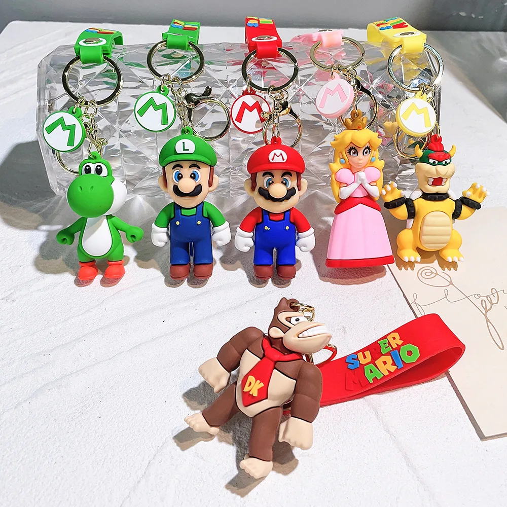 Custom Metal Keychain Mario Rubber Key Chains Cute Anime Keychain Anime Character Keyring Bag Pendant Keyring