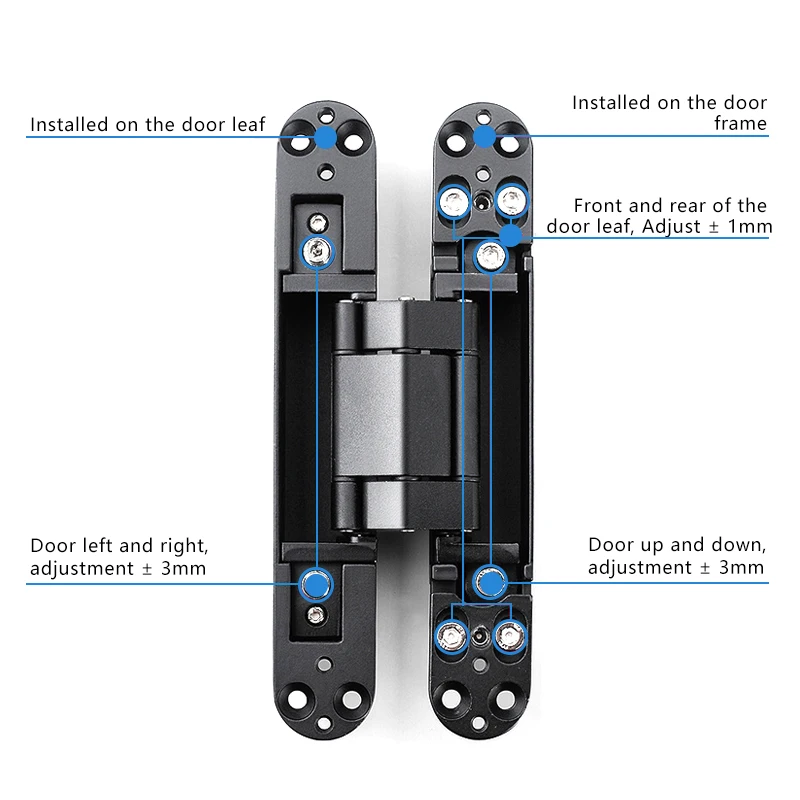 Heavy Duty Door Hinge Stainless Steel invisible hidden concealed door hinge 3d for internal doors