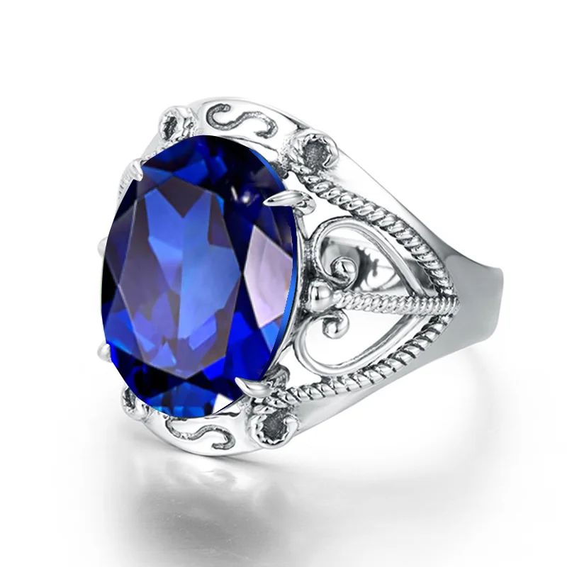 Fashion 925 Sterling Silver Rings Fine  Gemstone Sapphire  Rings Wedding Party custom ring sterling silver