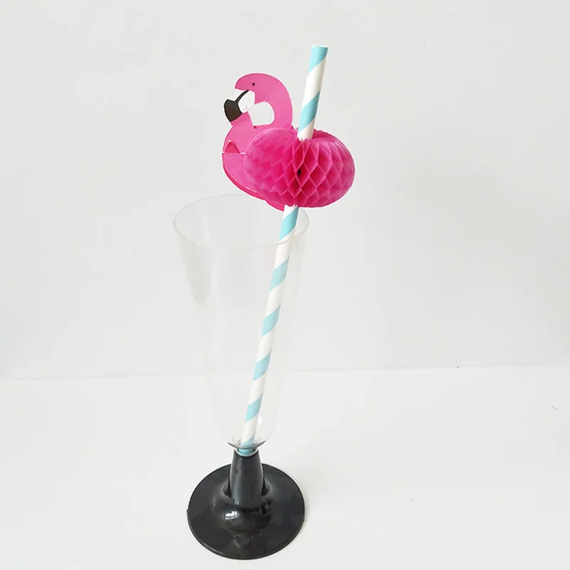 Manufacturers Supply Disposable Handmade Honeycomb Art Flamingo Shaped Paper Straws for Bar Paper Drinking Straw