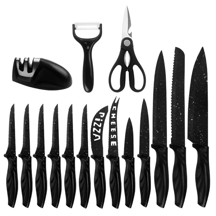 17Pcs Kitchen Knife Set Stainless Steel Chef Knife Set With Acrylic Block and Sharpener