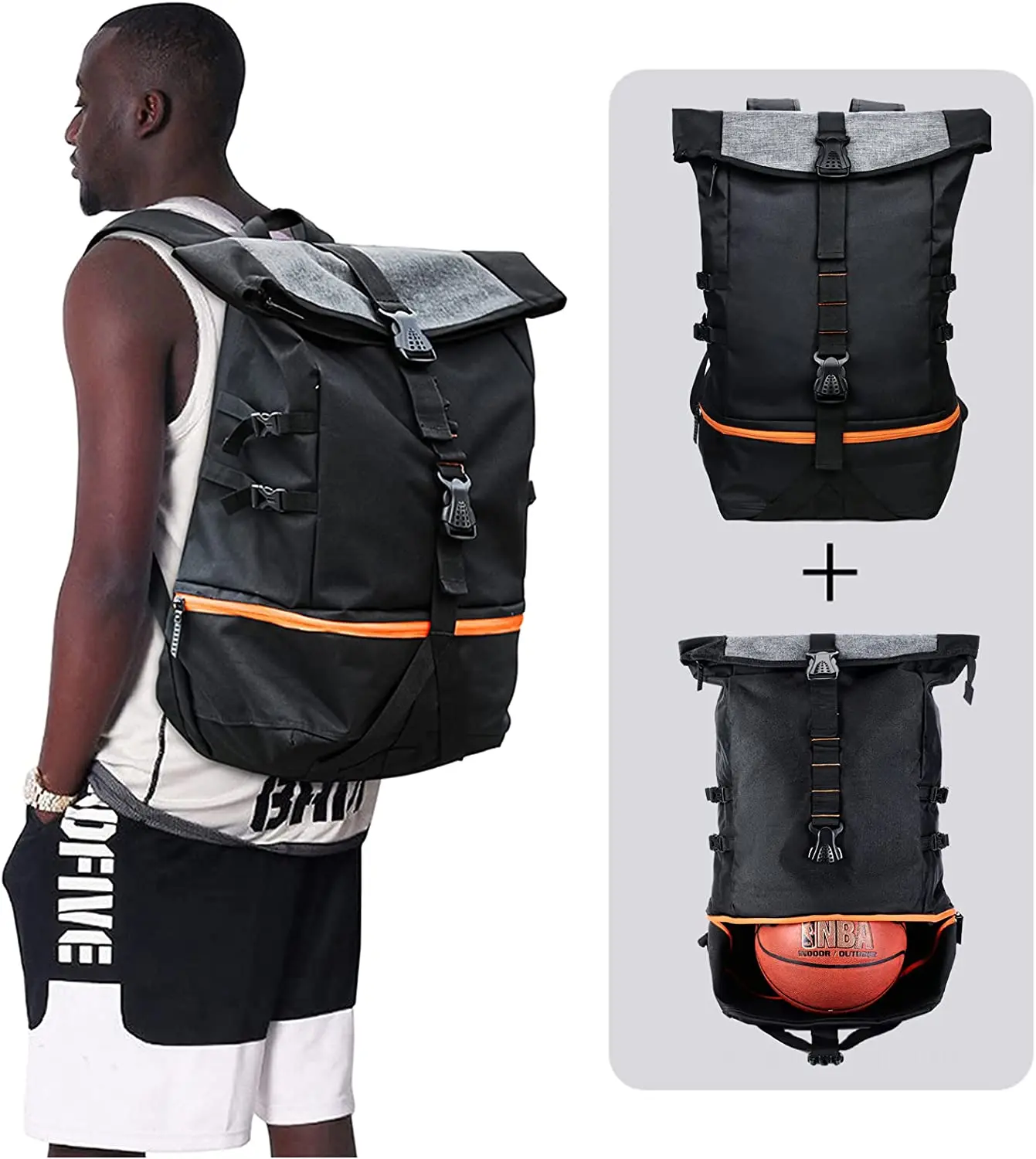 Large Waterproof Soccer Backpack for Men Women Basketball Bag travel backpack with Laptop Compartment