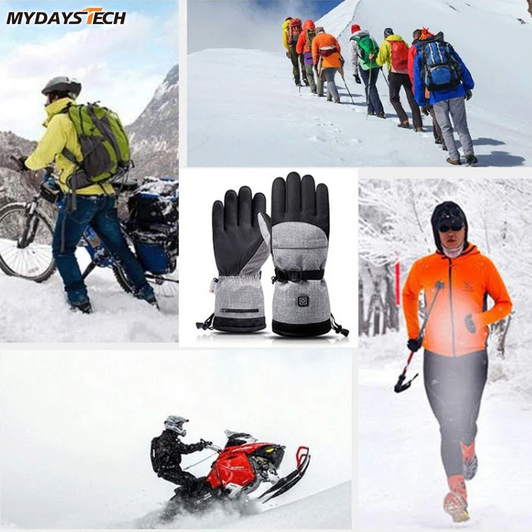 Mydays Tech 3 уровня водонепроницаемый Сенсорный экран регулируемые перезаряжаемые мотоциклетные перчатки с электрическим подогревом безопасности батареей