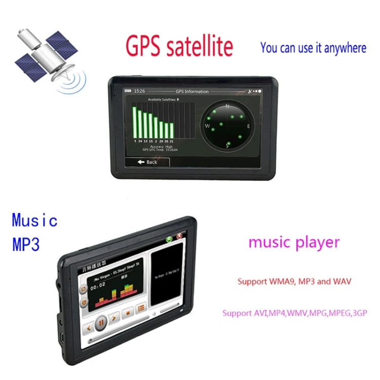 Оптовая продажа Q5 автомобиля 5 дюймов HD TFT сенсорный экран GPS навигатор Поддержка TF-карты/MP3/FM