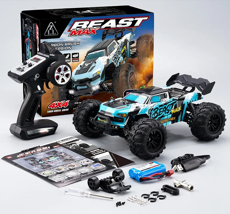 ZLL SG116 MAX Brushless 80KM/H High Speed Car 2.4G 4WD 1/16 Scale RC Car Toys With LED Headlights For Kids Birthday Gifts