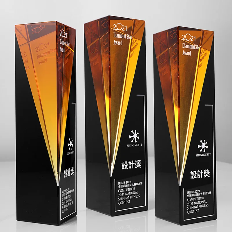 pujiang new design 3D blank top star shape  exclusive crystal glass trophies for business Gift award honor crystaltrophy