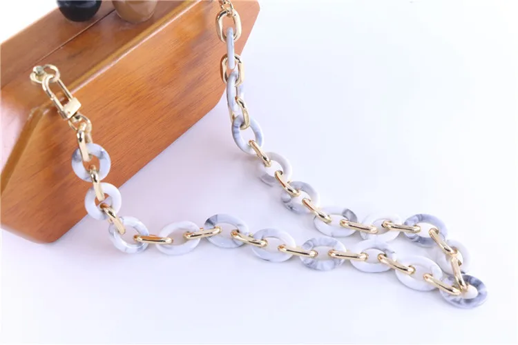 Fashion Beige Brown Acrylic Resin Metal Circle Handbag Handle Strap Detachable Replacement Women Shoulder Strap Bag Accessories