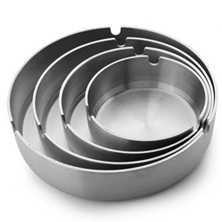 Hot Sale Stainless Steel Round Portable Windproof Custom Logo Heat Resistant Cigarette Ash Tray Cigar Metal Ashtray