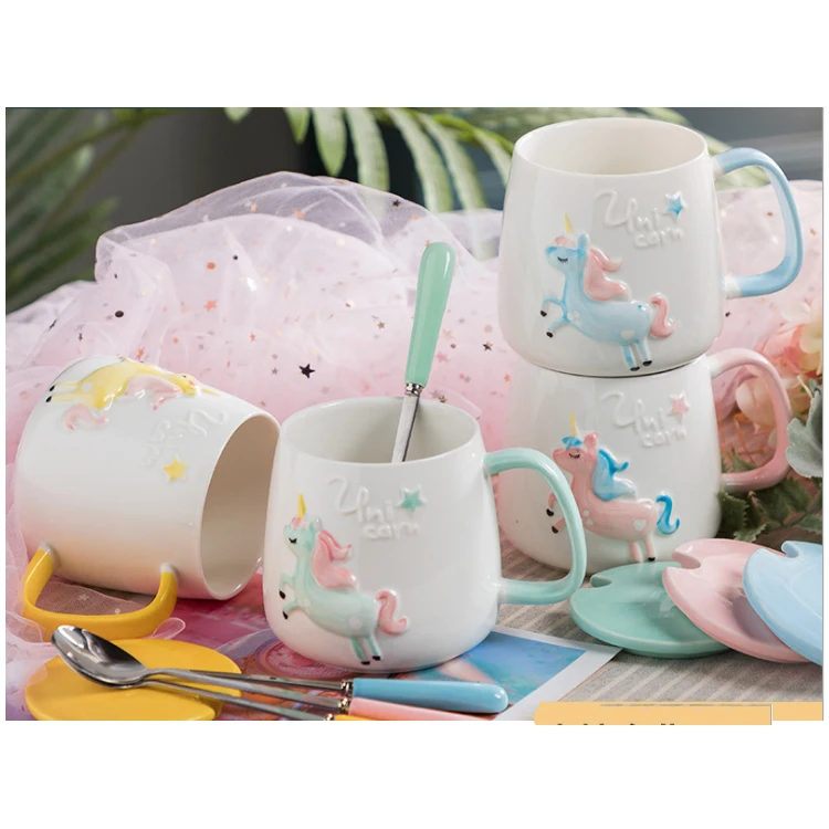 Hot selling 3D Ceramic Unicorn Mug Porcelain Sublimation Coffee Mug
