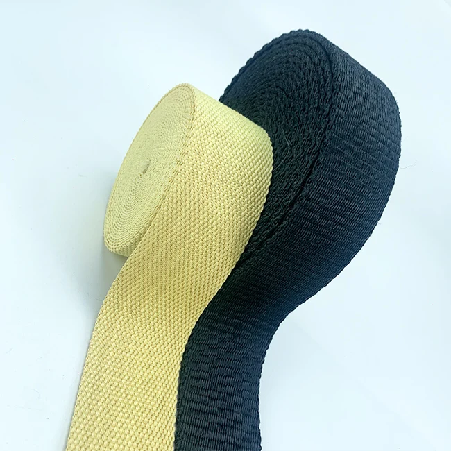 kev webbing straps 25mm 38mm   yellow color para aramid webbing for flame-resistant equipment