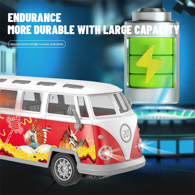 4CH 1 30 open rear door manually high speed vintage bus remote control school sightseeing electric RC toy bus for kid