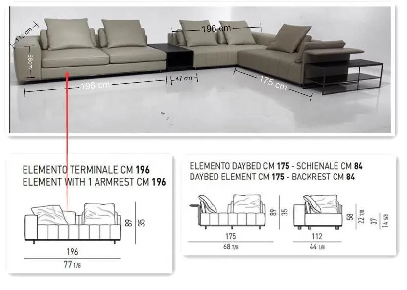 
Upholstered Italian Style Set Luxury U Shaped Sectional Sofa 