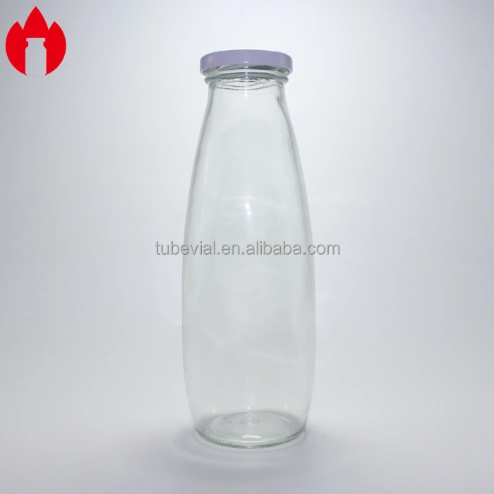 Customized 200ml 250ml 500ml Empty Milk Glass Bottle Vial with Metal Cap