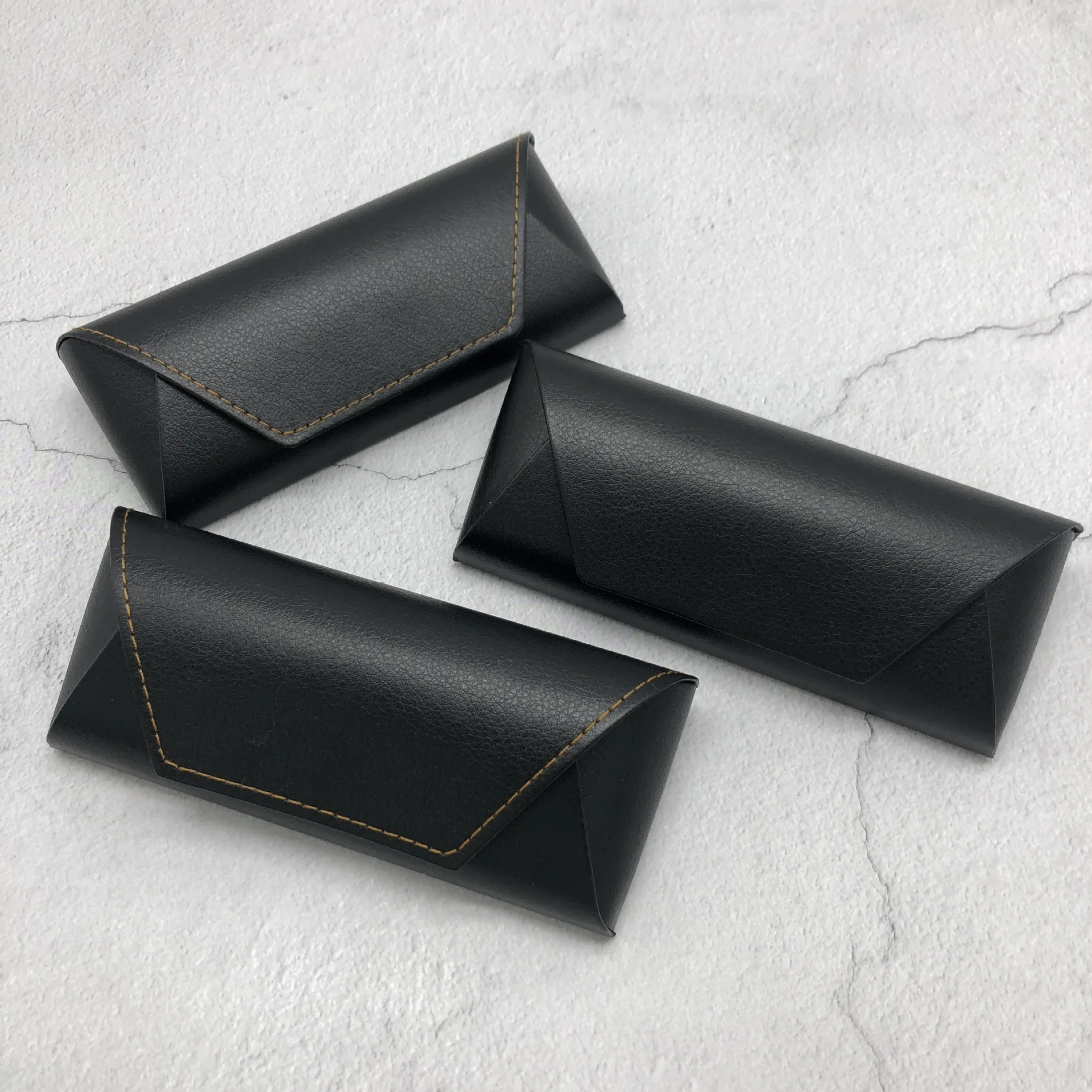 2022 Custom Logo Black Design Eyeglasses Packing Optical Reading Glasses Cases Eyewear Storage PU Leather Suede Sunglasses Case