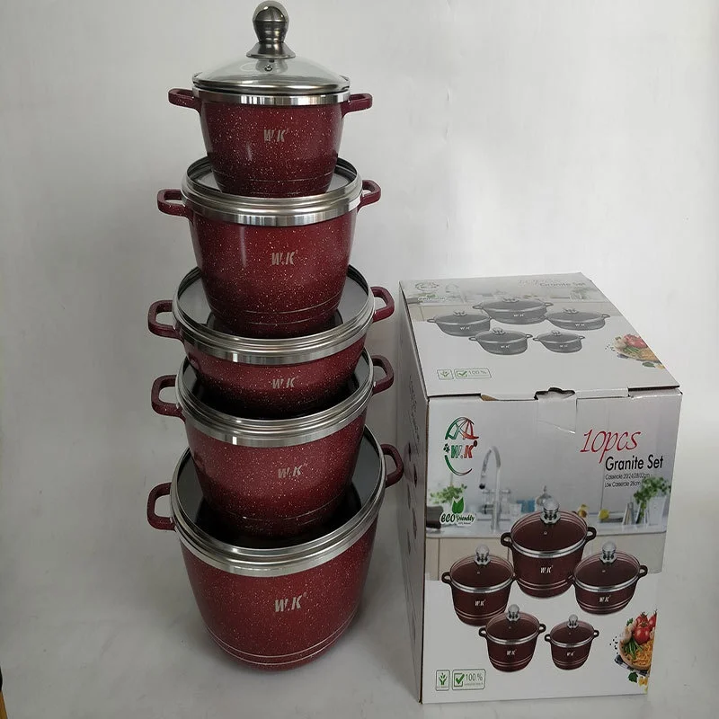 Factory Direct 10pcs Sets Enamel Cast Iron Cookware Set Huge Cooking Pot Set Non-Stick Cookware