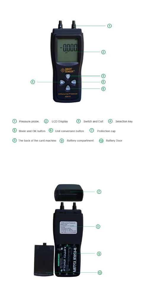 0~100hPa Smart Sensor differential pressure gauge  adopts imported accurate measurement value mini air pressure sensor