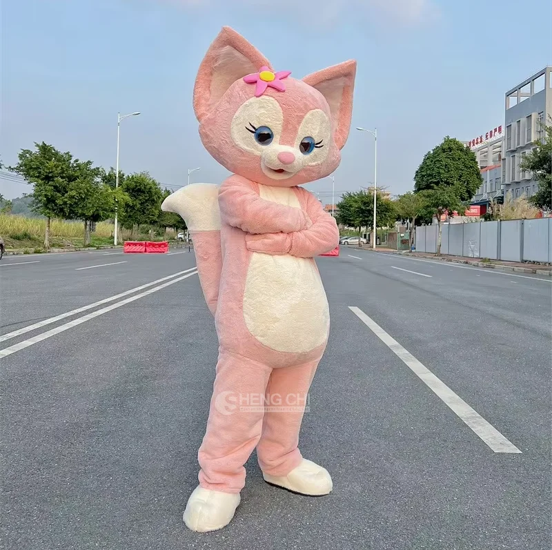 Minimum order quantity 1 factory customized cute cartoon cosplay pink fox mascot plush adult costume