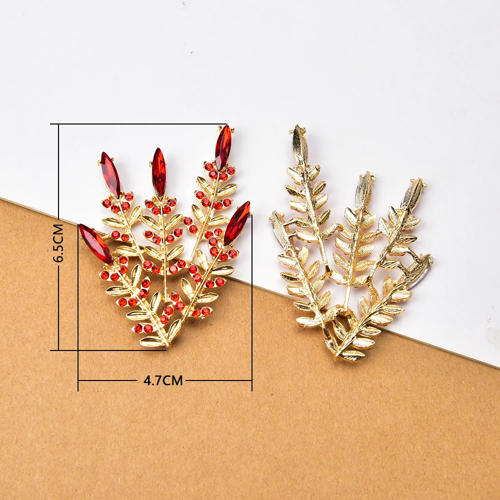 Retro Series Diy Alloy Accessories Red Color Flower Pearl Rhinestone Decoration Button For Clothing Brooch Bags Wedding Bouquet