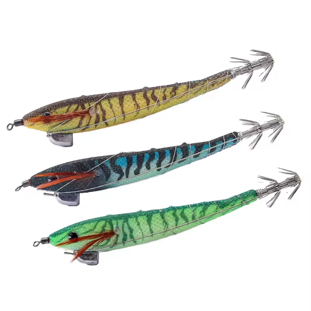 Steel wire EGI Squid Jig wood shrimp egi squid hook lure cuttlefish octopus saltwater fishing lure bait
