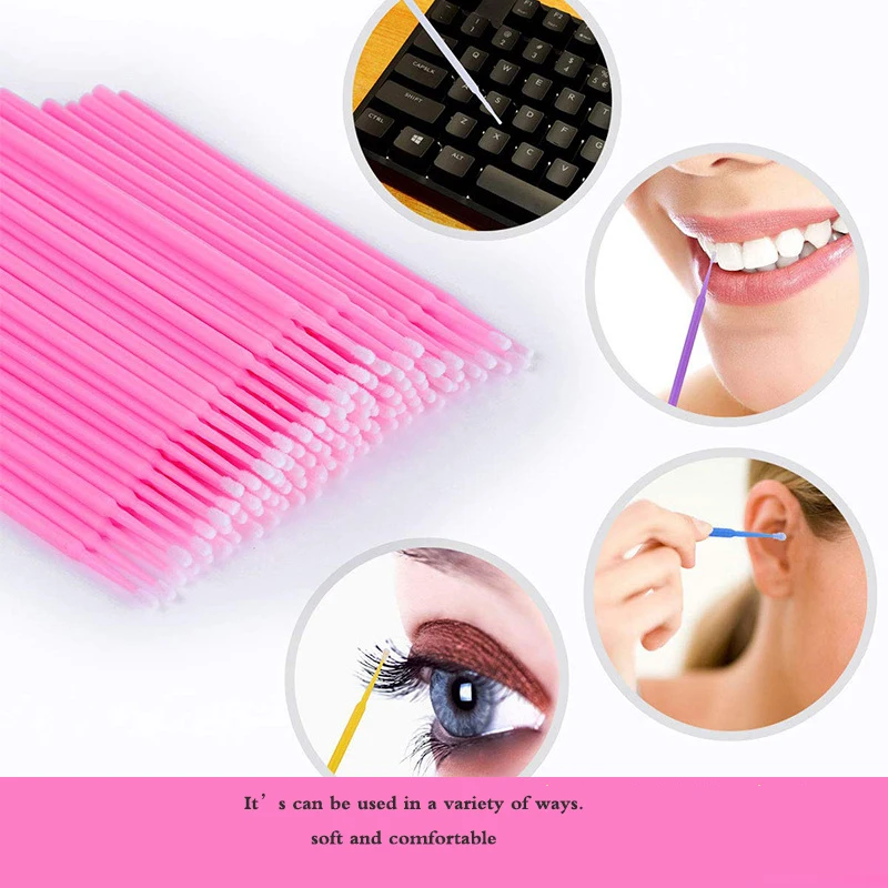 100 шт./упаковка, синяя палочка для чистки ресниц