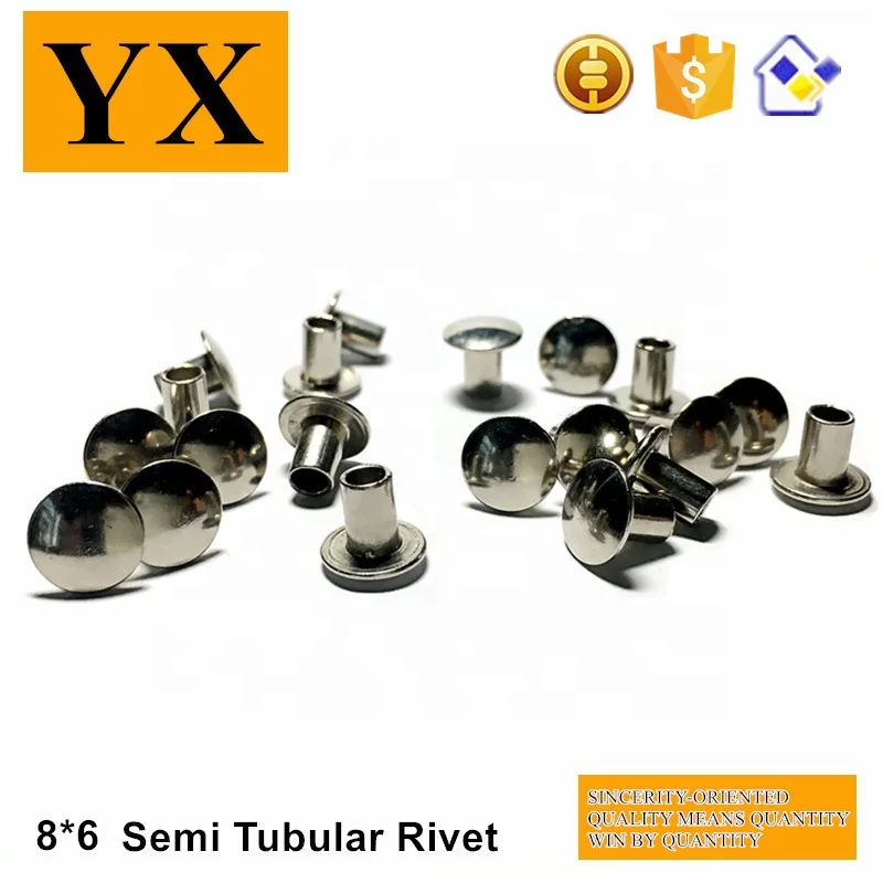 New arrival black color flat head hollow semi tubular rivet for dressing case