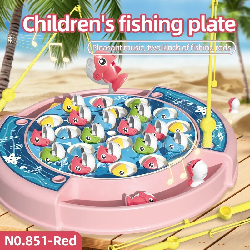 Children Classic Educational Toy Ocean Spin Fishing Game Table Musical Rrotary Fishing Hook Toy Table Machine Electric Toys